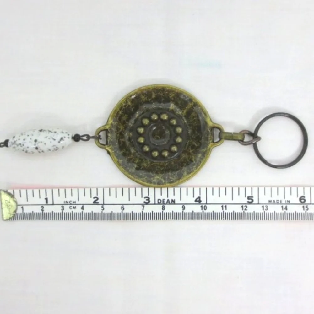 New Handmade Keychain Bag Charm Beaded Boho Antique Brass Rhinestones Faux Gem